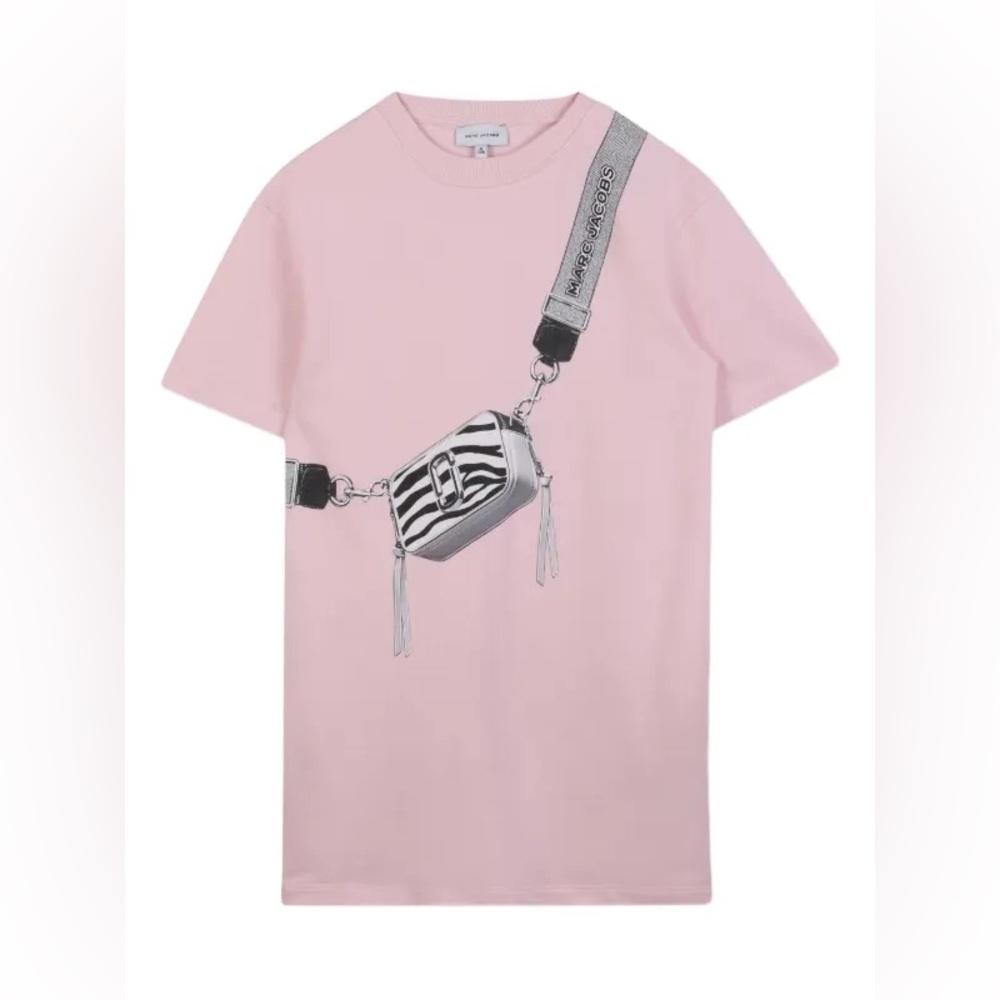 Marc Jacobs Light Pink Short Sleeve Tee with Zebra Bag Graphic
